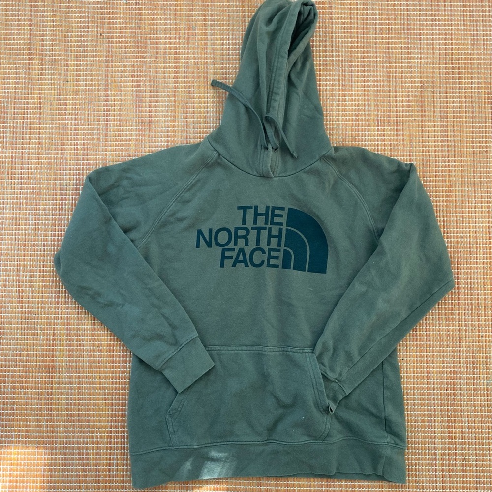 North face dark green sweatshirt.